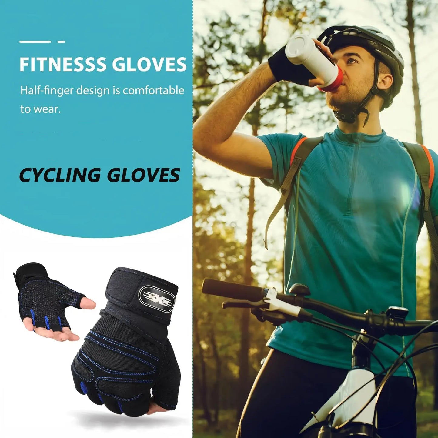 Half-Finger Weightlifting Non-Slip Gloves, Breathable Fitness Gloves for Dumbbell, Strength Training, Riding, Cycling, Gym Accessories, 1 Pair