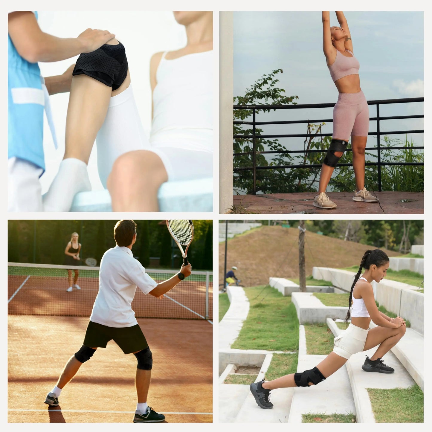 SOLOEVER Adjustable Knee Brace with Side Stabilizers - Breathable Air Mesh Fabric for Enhanced Support during Sports and Workouts - Suitable for Men and Women