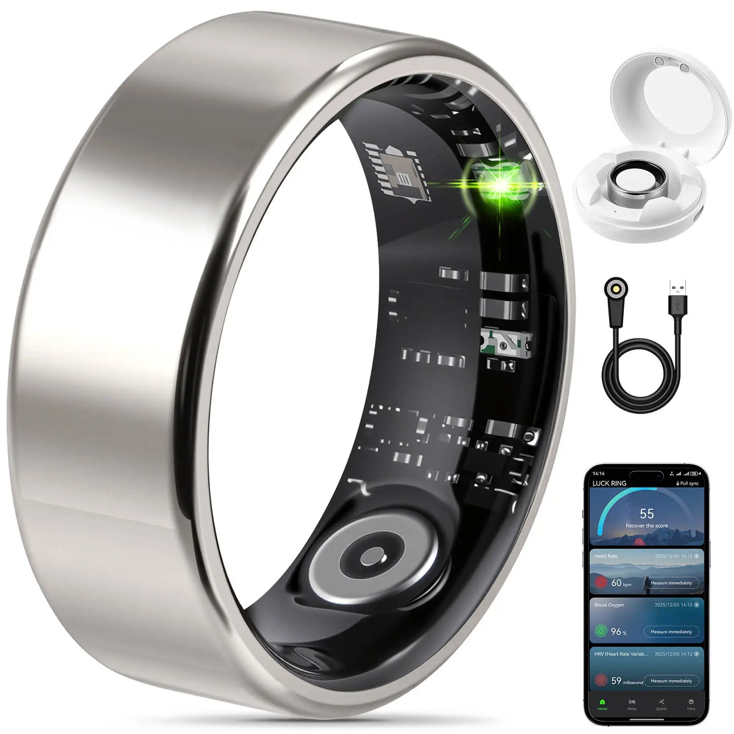 Ringconn,Smart Health Ring,Smart Fitness Monitoring Health Ring with Advanced Health Tracking and Activity Monitoring Features,Ai-Powered Smart Detection Ringcompatible with Android and Ios Wearable Smartwatch Tracker