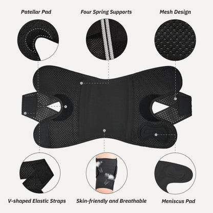 SOLOEVER Adjustable Knee Brace with Side Stabilizers - Breathable Air Mesh Fabric for Enhanced Support during Sports and Workouts - Suitable for Men and Women
