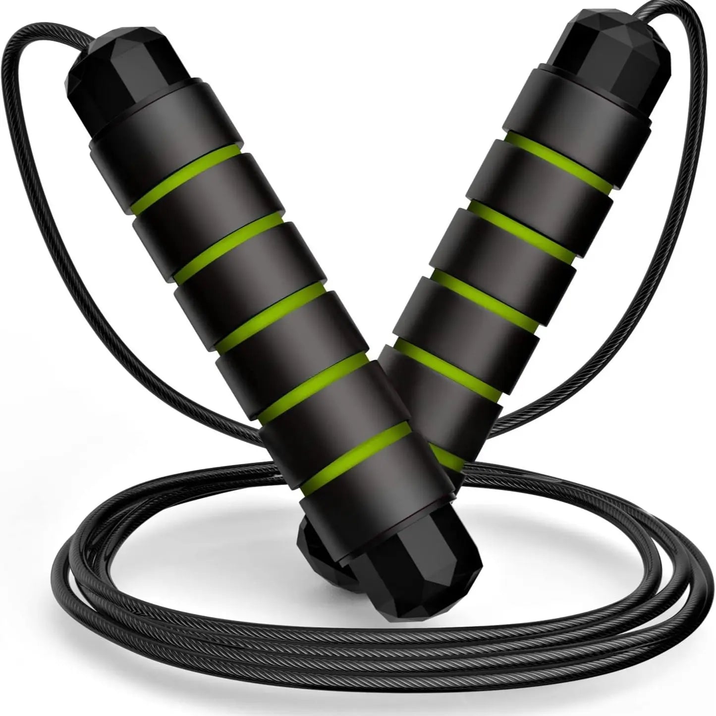 Adjustable Speed Jump Rope with Ball Bearings & Tangle-Free Steel Cable, Foam Handles for Home & Gym Fitness Training