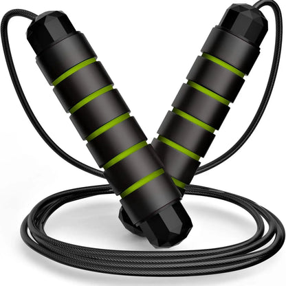 Adjustable Speed Jump Rope with Ball Bearings & Tangle-Free Steel Cable, Foam Handles for Home & Gym Fitness Training