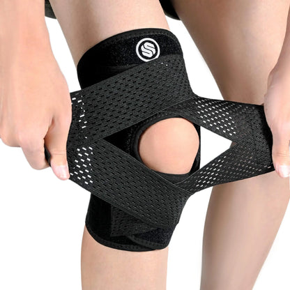 SOLOEVER Adjustable Knee Brace with Side Stabilizers - Breathable Air Mesh Fabric for Enhanced Support during Sports and Workouts - Suitable for Men and Women