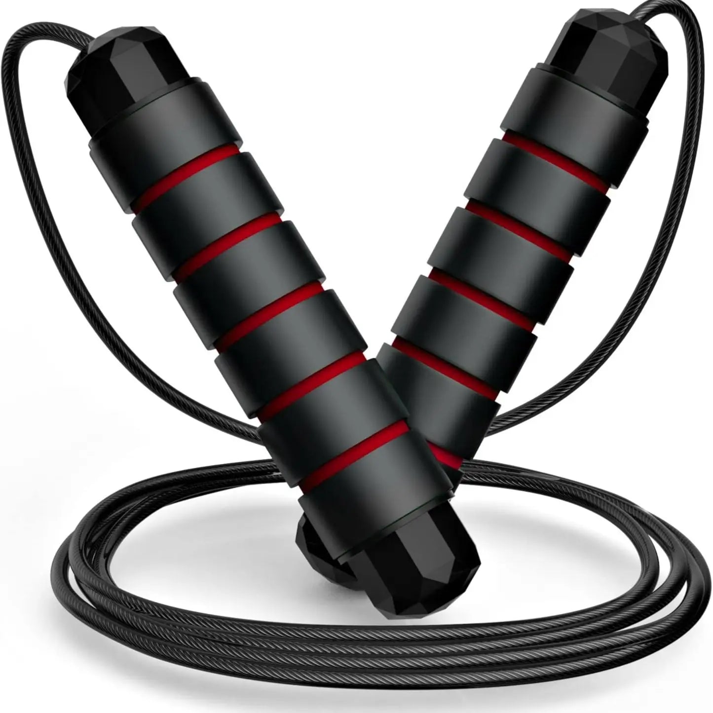 Adjustable Speed Jump Rope with Ball Bearings & Tangle-Free Steel Cable, Foam Handles for Home & Gym Fitness Training