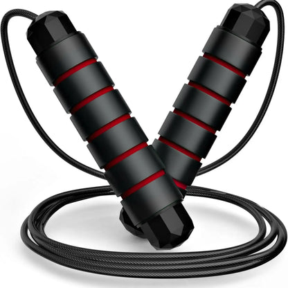 Adjustable Speed Jump Rope with Ball Bearings & Tangle-Free Steel Cable, Foam Handles for Home & Gym Fitness Training