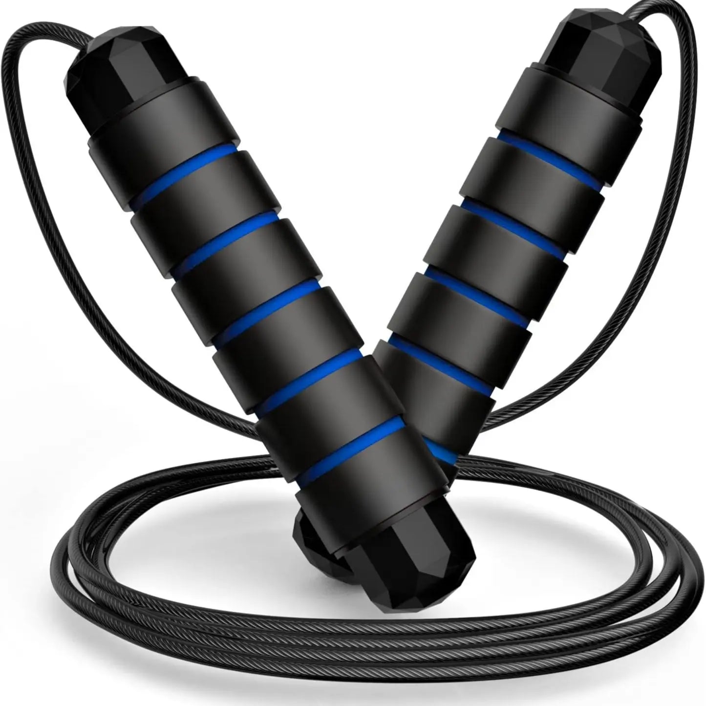 Adjustable Speed Jump Rope with Ball Bearings & Tangle-Free Steel Cable, Foam Handles for Home & Gym Fitness Training