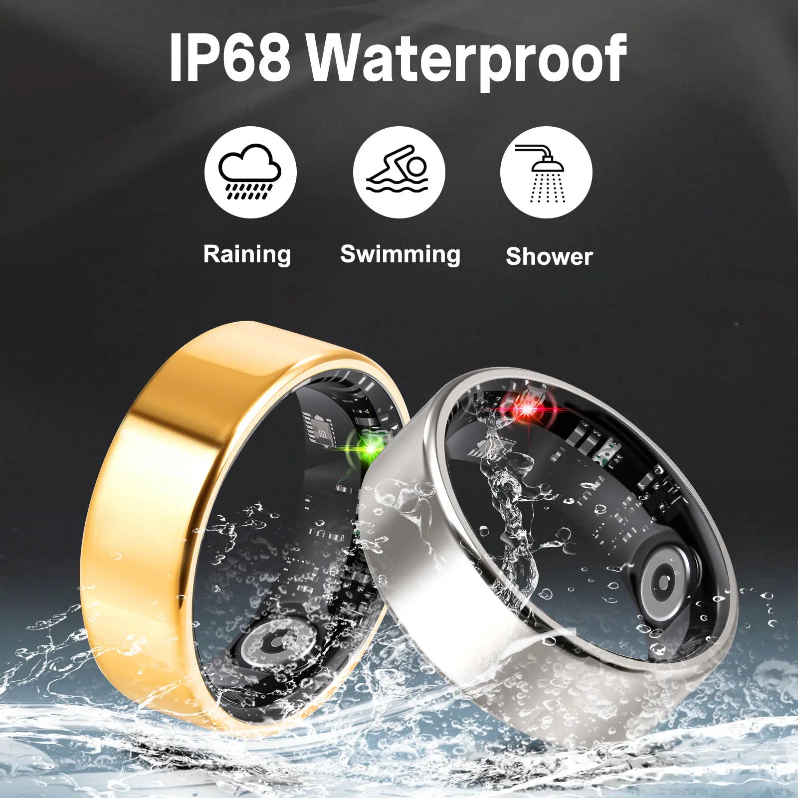 Ringconn,Smart Health Ring,Smart Fitness Monitoring Health Ring with Advanced Health Tracking and Activity Monitoring Features,Ai-Powered Smart Detection Ringcompatible with Android and Ios Wearable Smartwatch Tracker