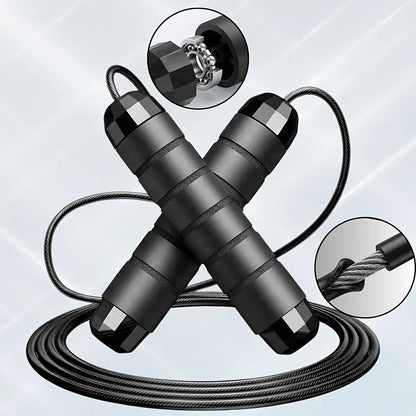 Adjustable Speed Jump Rope with Ball Bearings & Tangle-Free Steel Cable, Foam Handles for Home & Gym Fitness Training