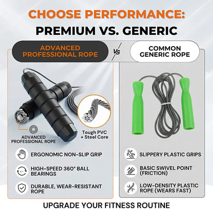 Adjustable Speed Jump Rope with Ball Bearings & Tangle-Free Steel Cable, Foam Handles for Home & Gym Fitness Training
