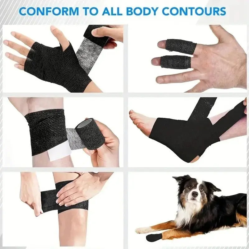6/12/24 Pcs Colorful Sports Self Adhesive Elastic Bandage Wrap Tape Elastoplast Knee Pads Finger Ankle Palm Aid Kit Pet Tool Warm