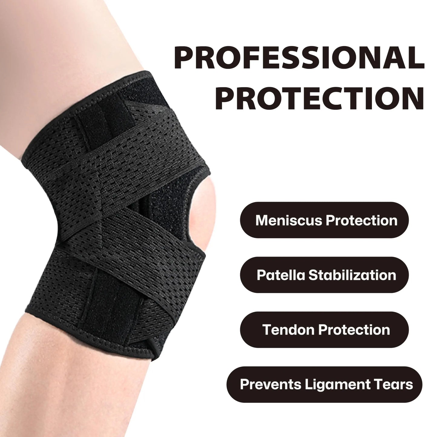 SOLOEVER Adjustable Knee Brace with Side Stabilizers - Breathable Air Mesh Fabric for Enhanced Support during Sports and Workouts - Suitable for Men and Women