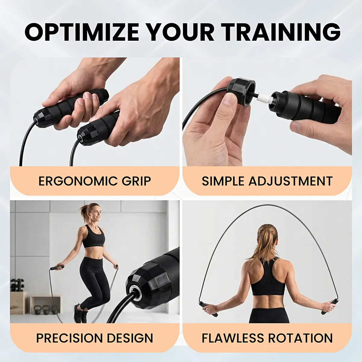 Adjustable Speed Jump Rope with Ball Bearings & Tangle-Free Steel Cable, Foam Handles for Home & Gym Fitness Training