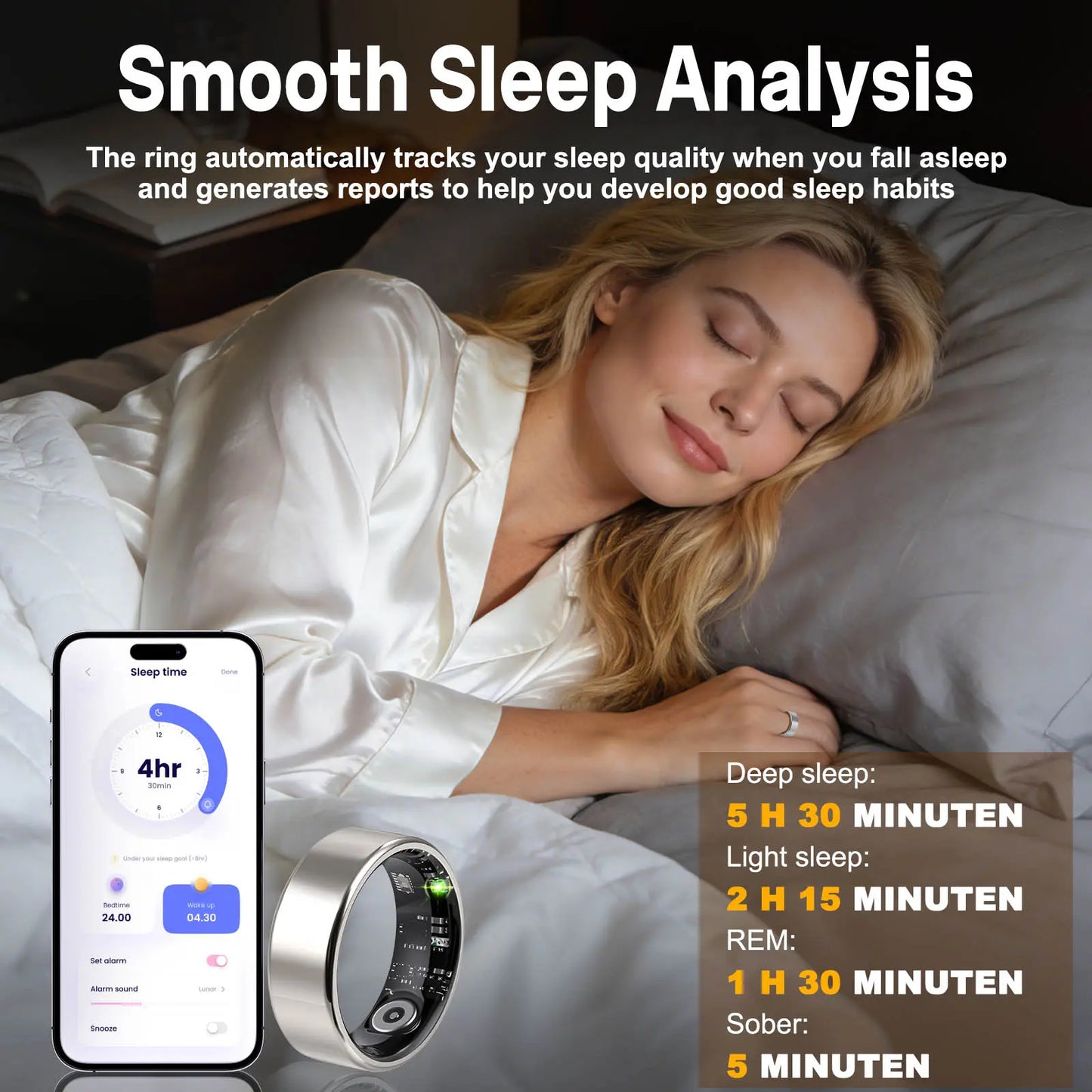 Ringconn,Smart Health Ring,Smart Fitness Monitoring Health Ring with Advanced Health Tracking and Activity Monitoring Features,Ai-Powered Smart Detection Ringcompatible with Android and Ios Wearable Smartwatch Tracker