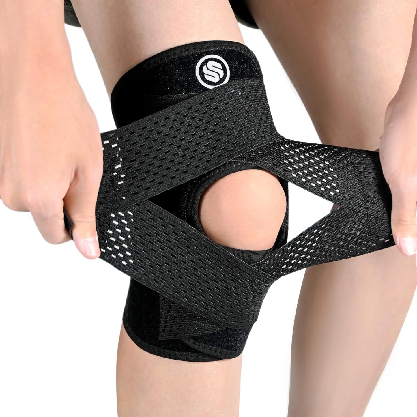 SOLOEVER Adjustable Knee Brace with Side Stabilizers - Breathable Air Mesh Fabric for Enhanced Support during Sports and Workouts - Suitable for Men and Women