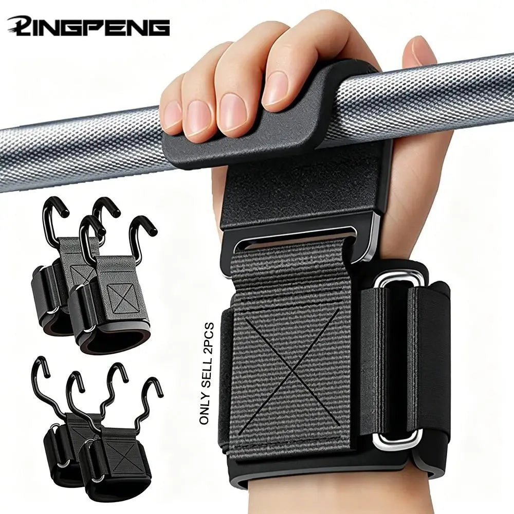 Weight Lifting Hooks Weight Lifting Grips Heavy Duty Deadlift Straps Pull up Straps Adjustable Powerlifting Support Hooks Straps for Gym Workout Workout Accessories